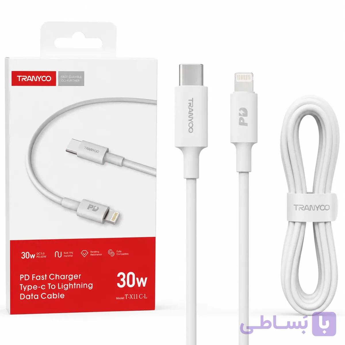 کابل شارژ و انتقال داده Type-C به Lightning ترانیو مدل T-X11 C-L توان 30 وات — تصویر 1