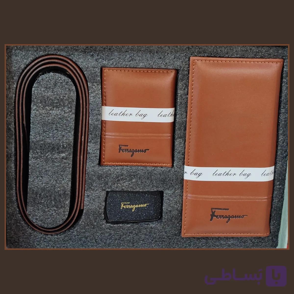 ست مردانه کیف بلندوکمربند و جای کارت فاراگاما