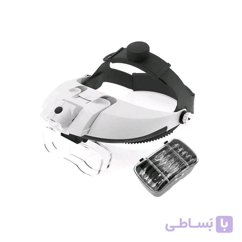 ذره بین هدبندی ( ذره بین کلاهی ) دارای ال ای دی و 5 لنز متفاوت مدل MG81001-G