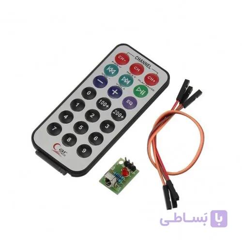 ماژول ریموت کنترل مادون قرمز – فرستنده + گیرنده + باتری و سیم – IR Remote Control — تصویر 1