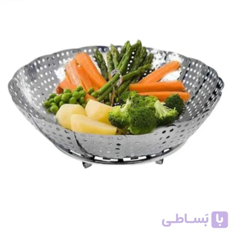 سبد بخارپز استیل تاشو مدل چند منظوره — تصویر 1