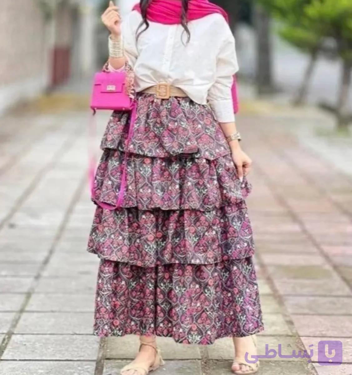دامن چین چینی دخترانه  چین دار زنانه عروسکی ترند لباس شیک بهاره