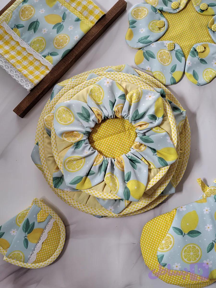 سرویس آشپزخانه پارچه ای۱۵تکه 🍋مدل لیمو🍋