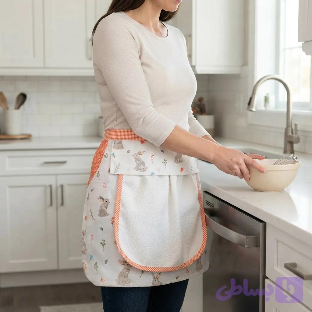 پیشبند نیم تنه حوله دار🐇 طرح خرگوش