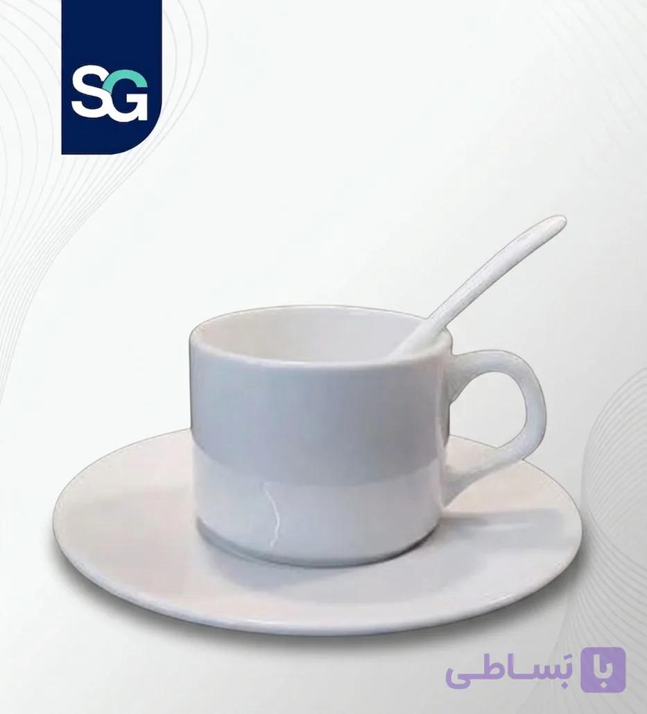 فنجان نعلبکی چینی قاشق دار