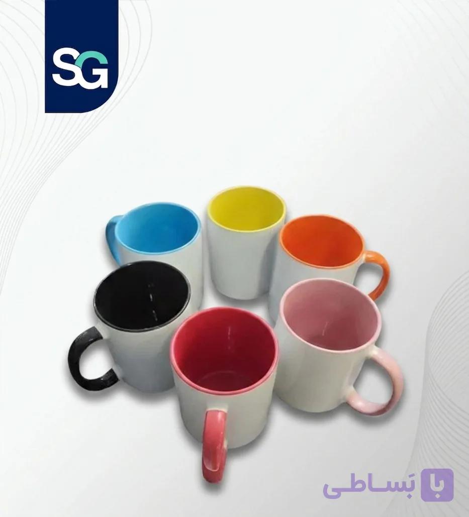 لیوان سرامیکی oz11 دسته قلبی رنگی — تصویر 1