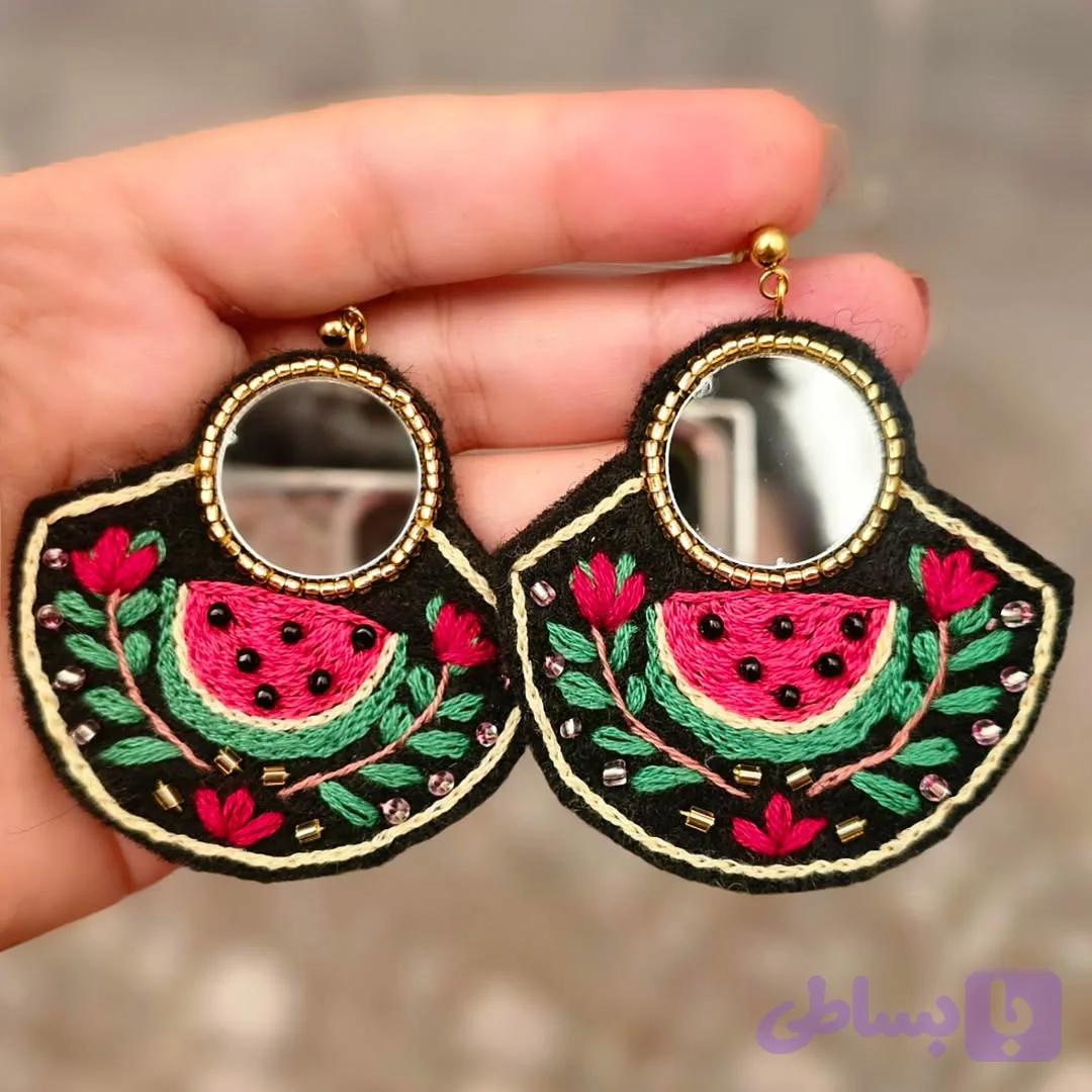گوشواره گلدوزی هندونک