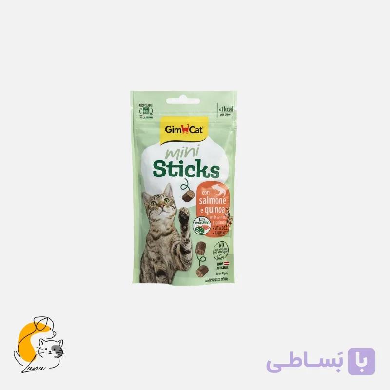 تشویقی گربه مینی استیکس جیم‌کت با طعم سالمون و کینوا (۵۰ گرم)