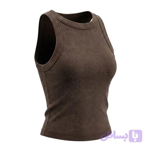 تاپ کبریتی زنانه زارا یقه قایقی رنگ قهوه ای — تصویر 1