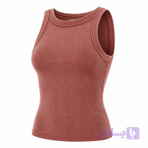 تاپ کبریتی زنانه زارا یقه قایقی رنگ صورتی کثیف — تصویر 1