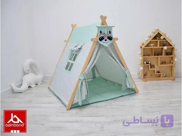 چادر بازی کودک طرح کلبه مدل ستاره فیروزه‌ای (نعنایی) | Play House