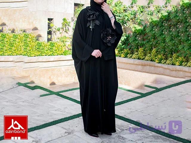 مانتو عبایی گل برجسته جلوی مانتو