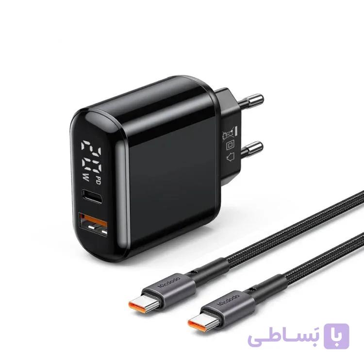 شارژر دیواری Type-C به Type-C مک‌دودو مدل CH-7172Mcdodo Digital Type-C to Type-C Charger, 60W, PD+QC, 20W, CH-7172