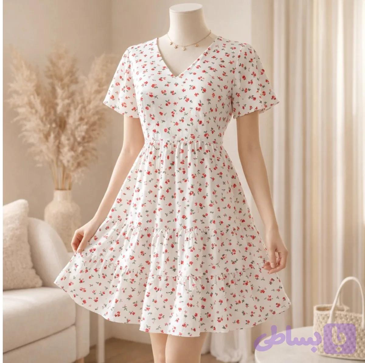دوخت/ پیراهن عروسکی شیک و زیبا کرپ فلور کد A07