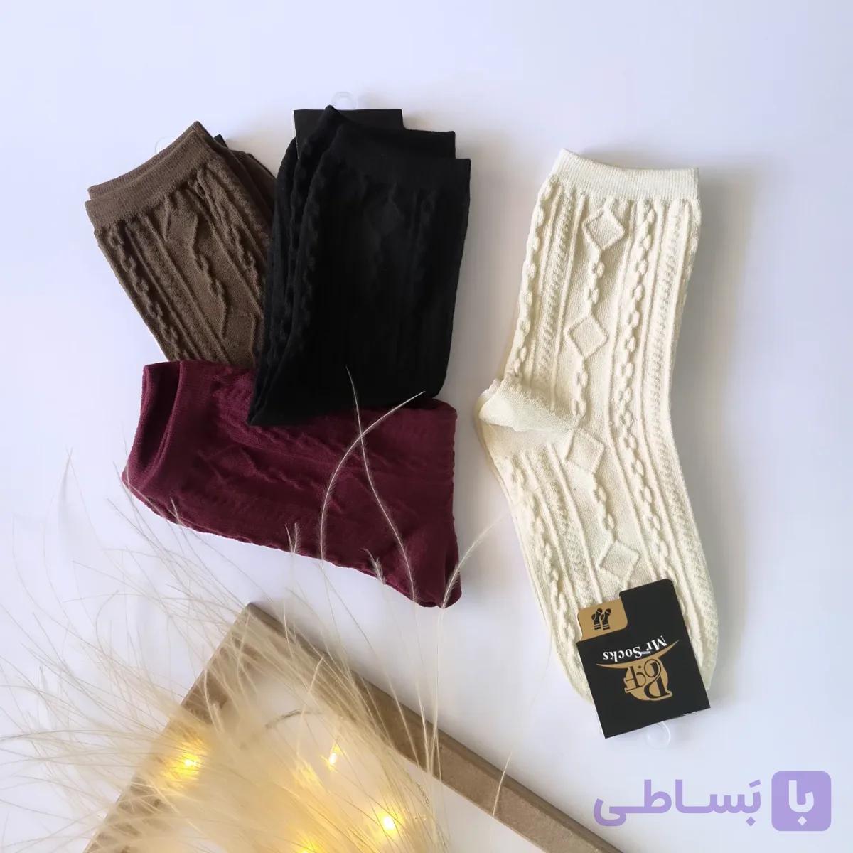 جوراب ساقدار اسپرت طرح برجسته‌ / گرم بالا