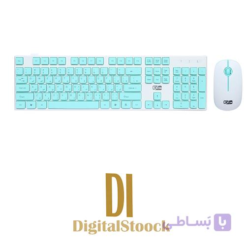 کیبورد و ماوس بی‌سیم اکسون GK600 آبی رنگ