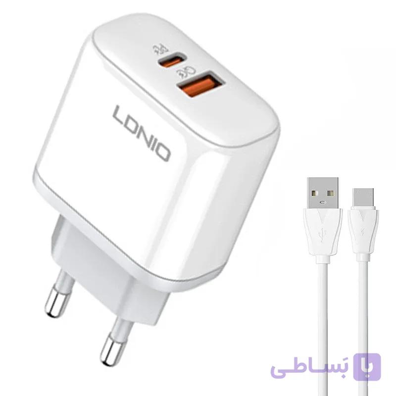 شارژر دیواری 45 وات الدینیو مدل A2526C به همراه کابل تبدیل USB-C