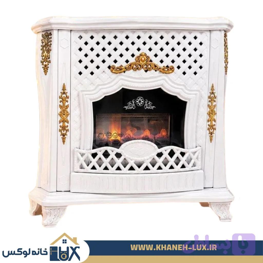 بخاری گازی طرح شومینه ای 37 هزار طرح حصیری – سفید