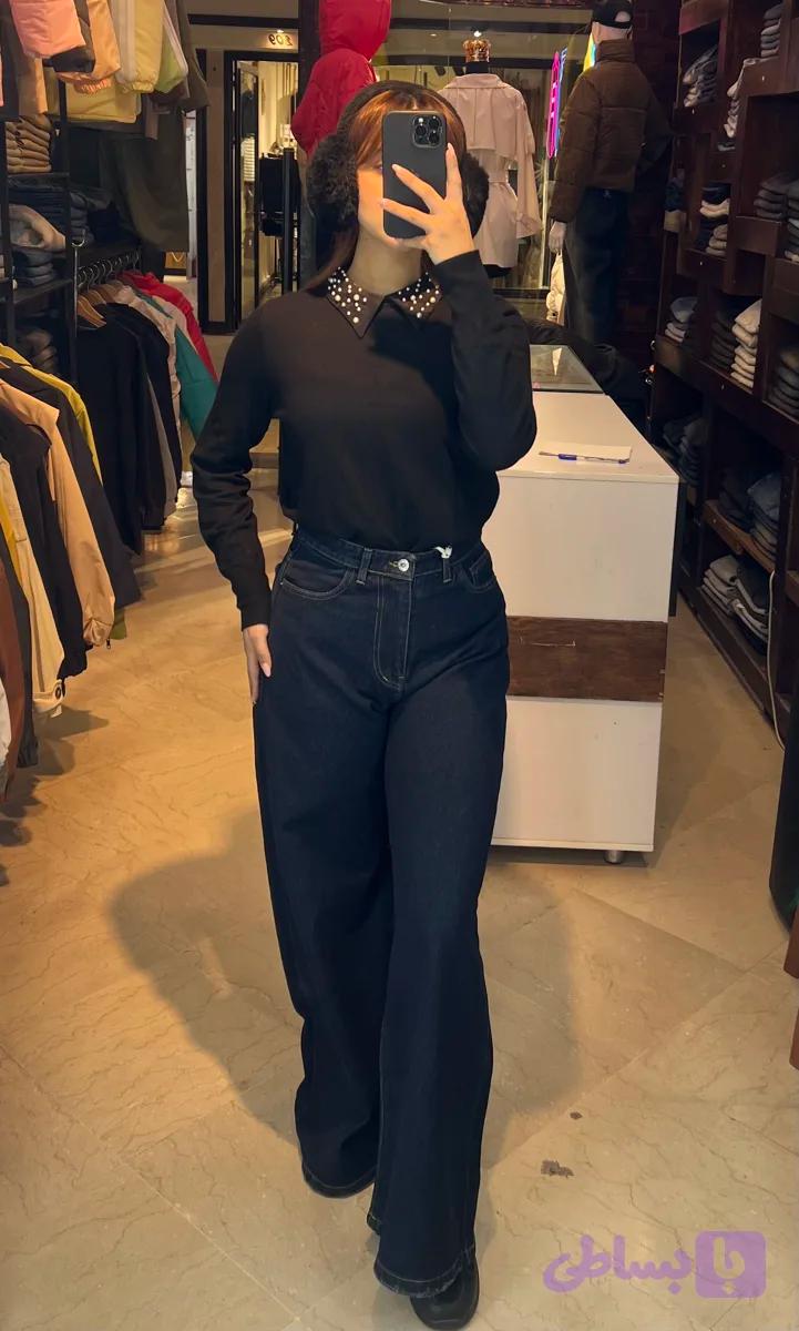 شلوار جین فول بگ سرمه ای