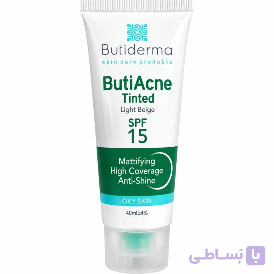 کرم ضد جوش رنگی (لایت) پوست چرب بیوتی درما SPF15 بژ روشن 40ml