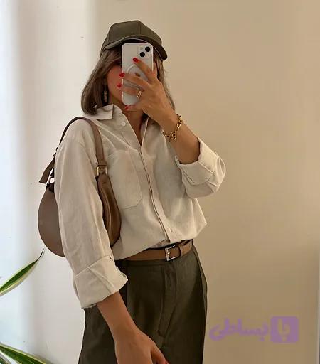 شومیز لینن نچرال کرم کد 015 — تصویر 1