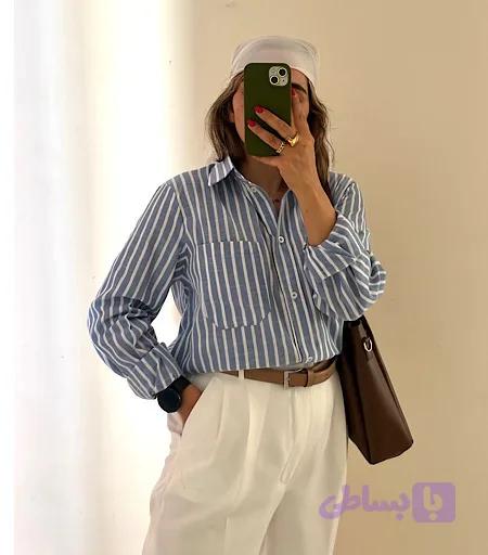 شومیز لینن. راه راه کد 016 — تصویر 1