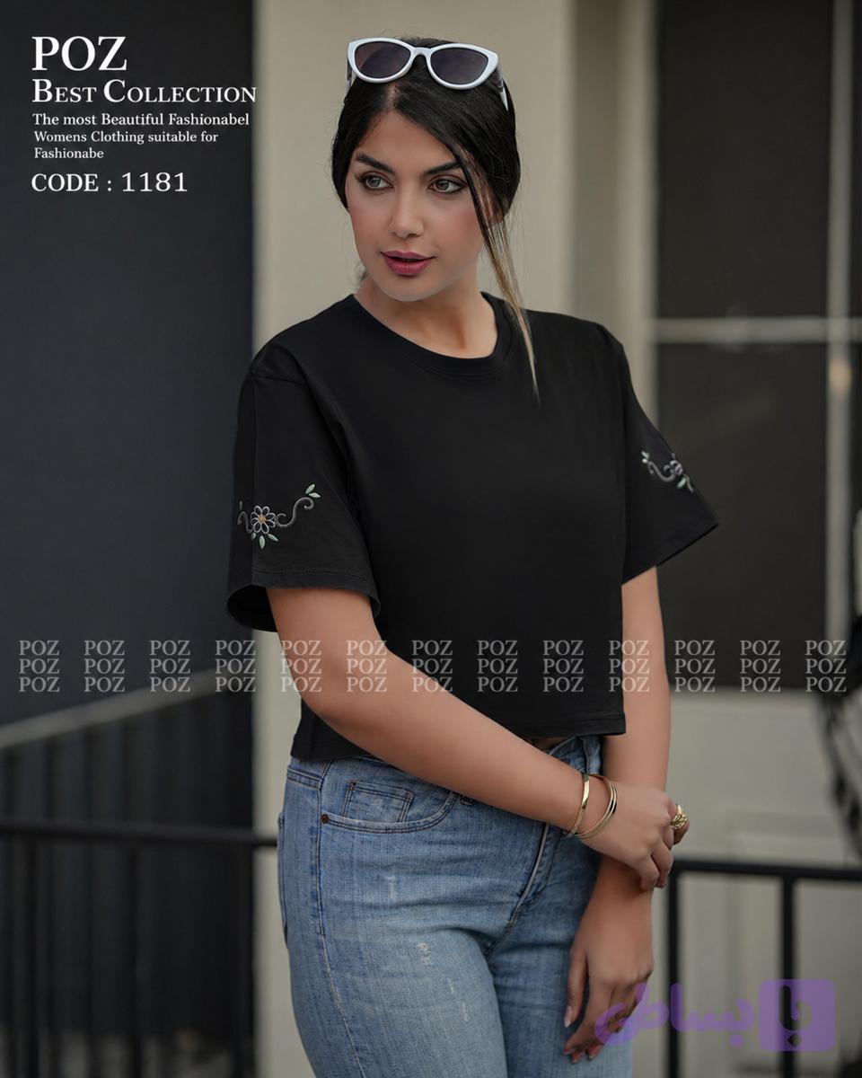کراپ دخترانه جنس نخ پنبه سوپرلطیف سراستین گلدوزی شده