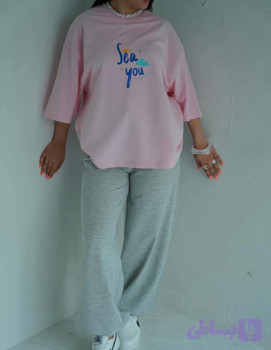 تیشرت باکسی (sea you) (کد YR9PC)