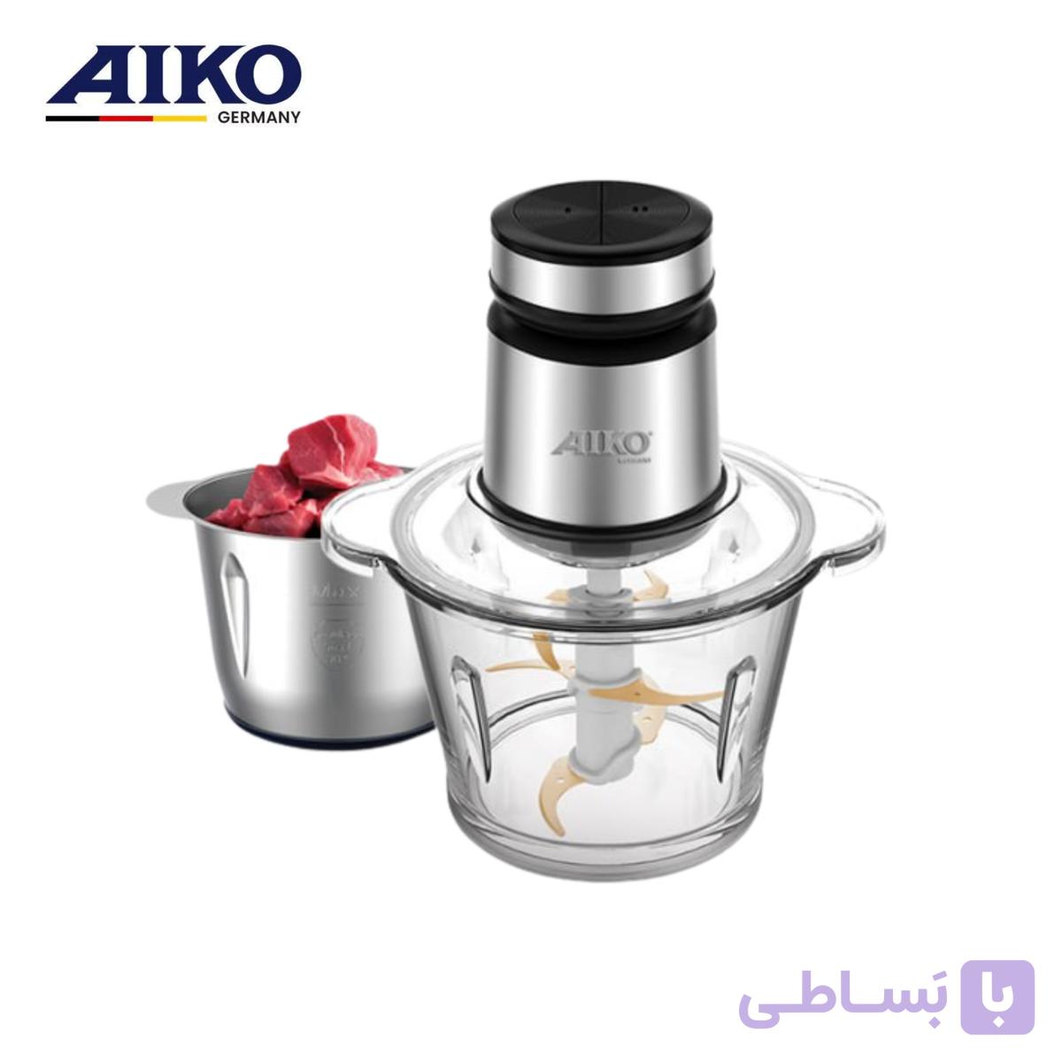 خردکن برقی آیکو ۷۰۰ وات مدل Aiko AK654CH با کاسه شیشه‌ای و استیل ۳.۲ لیتری — تصویر 1