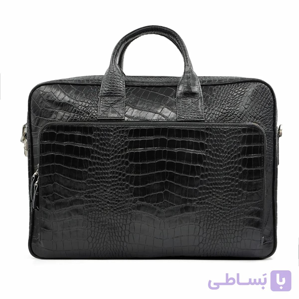 کیف اداری تمام چرم گاوی چاپ کروکودیلی مدل گارد دارای ضربه گیر
