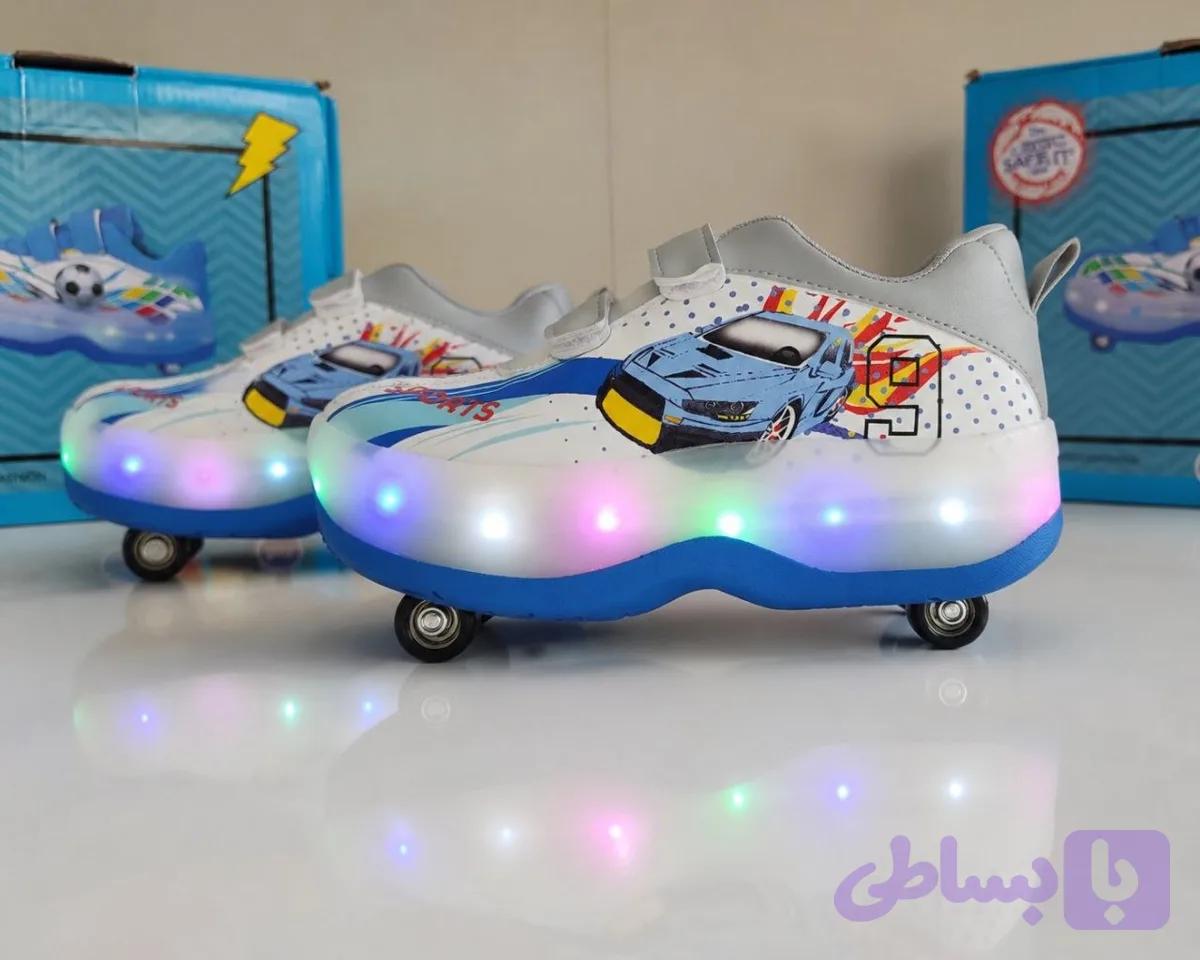 کفش اسکیتی چراغدار چرخ تاشو وارداتی