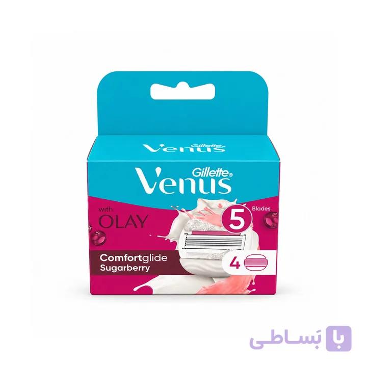 تیغ یدک ژیلت ونوس اولای ۵ تیغه با کومفورت گلاید و عصاره توت‌شکر