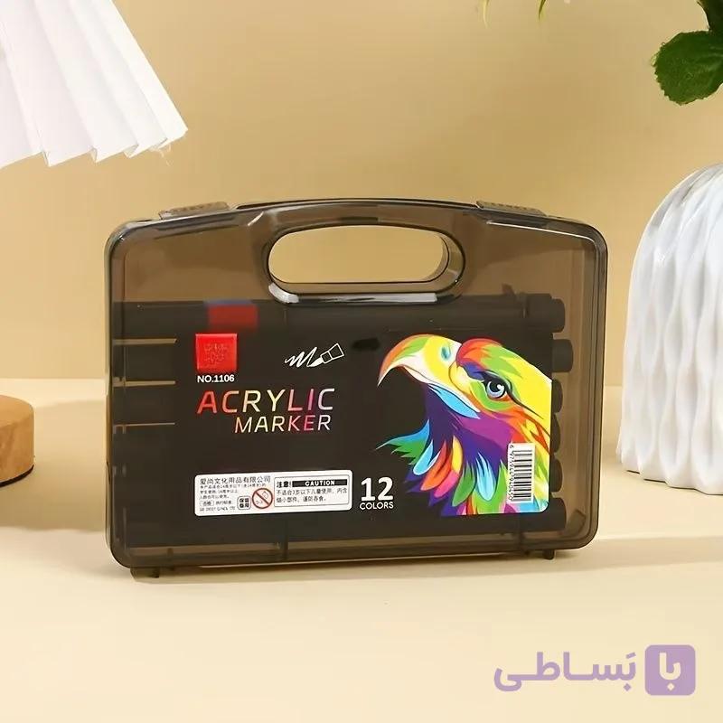 ماژیک ۱۲رنگ اکرولیک دسته دار — تصویر 1