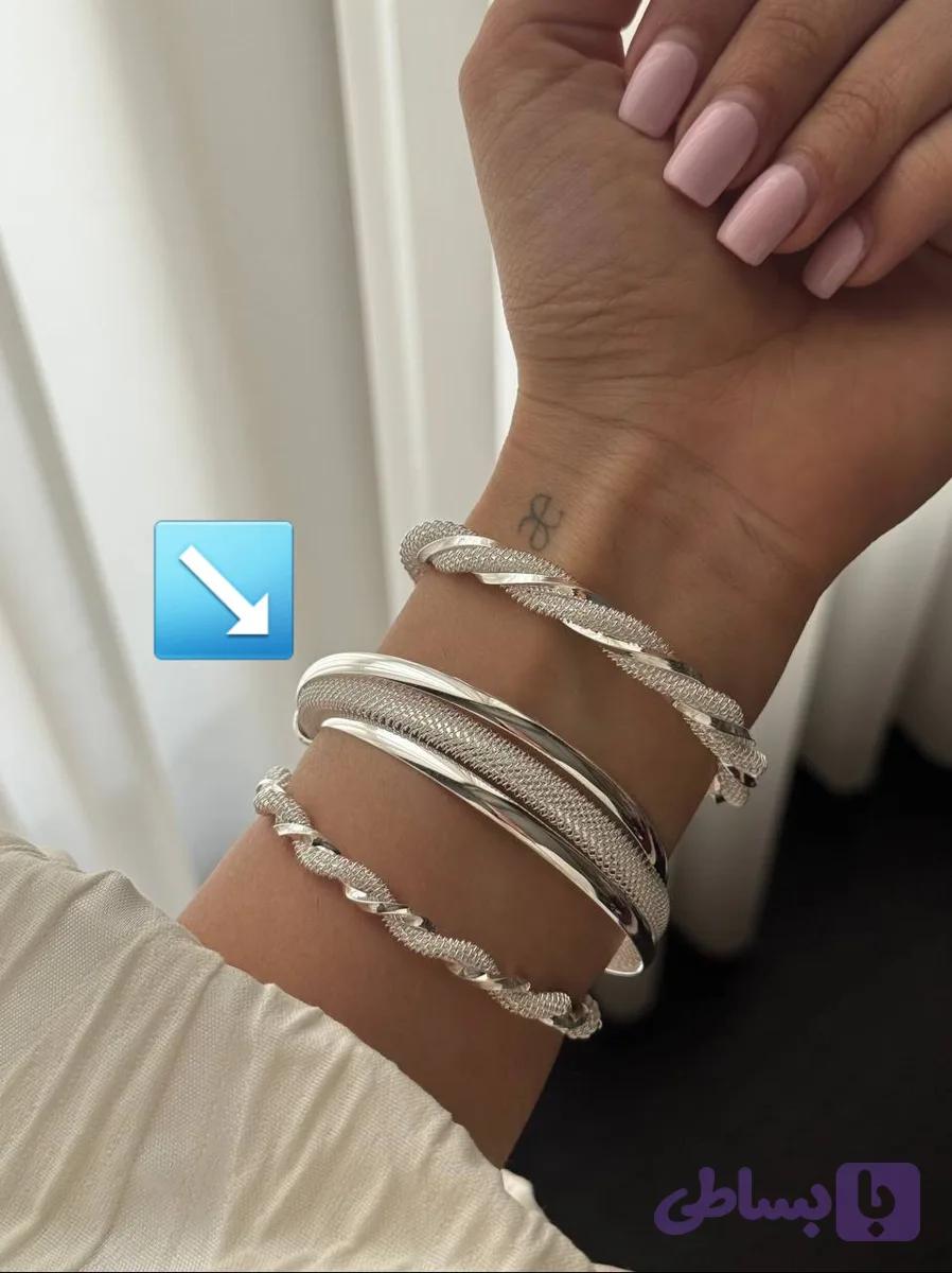 بنگل آبکاری نقره - بدلیجات و اکسسوری زیباکس — تصویر 1