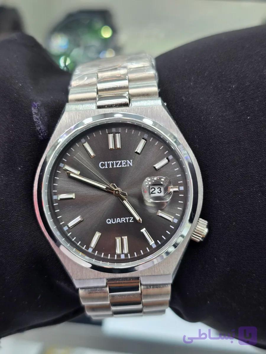 ساعت مچی سیتیزن مردانه تقویم دار اصل | بند استیل ضد زنگ با قفل پروانه‌ای مخفی | Citizen Quartz با جعبه و کارت گارانتی