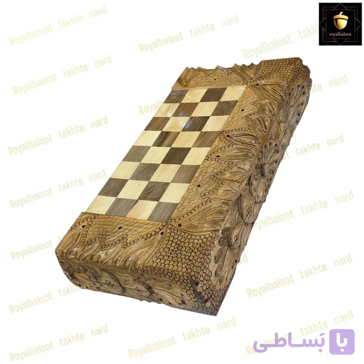 تخته نرد گردو سر و بغل منبت سفارشی کد 454 — تصویر 1