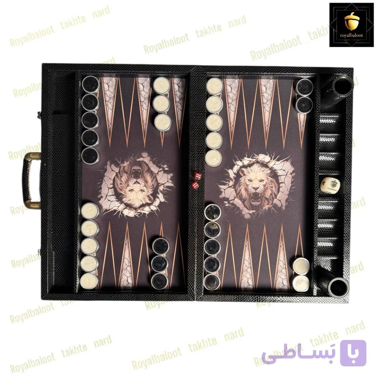 تخته نرد مدرن طرح شیر سنگی | مدل حرفه‌ای و مسابقاتی کد 648 — تصویر 1