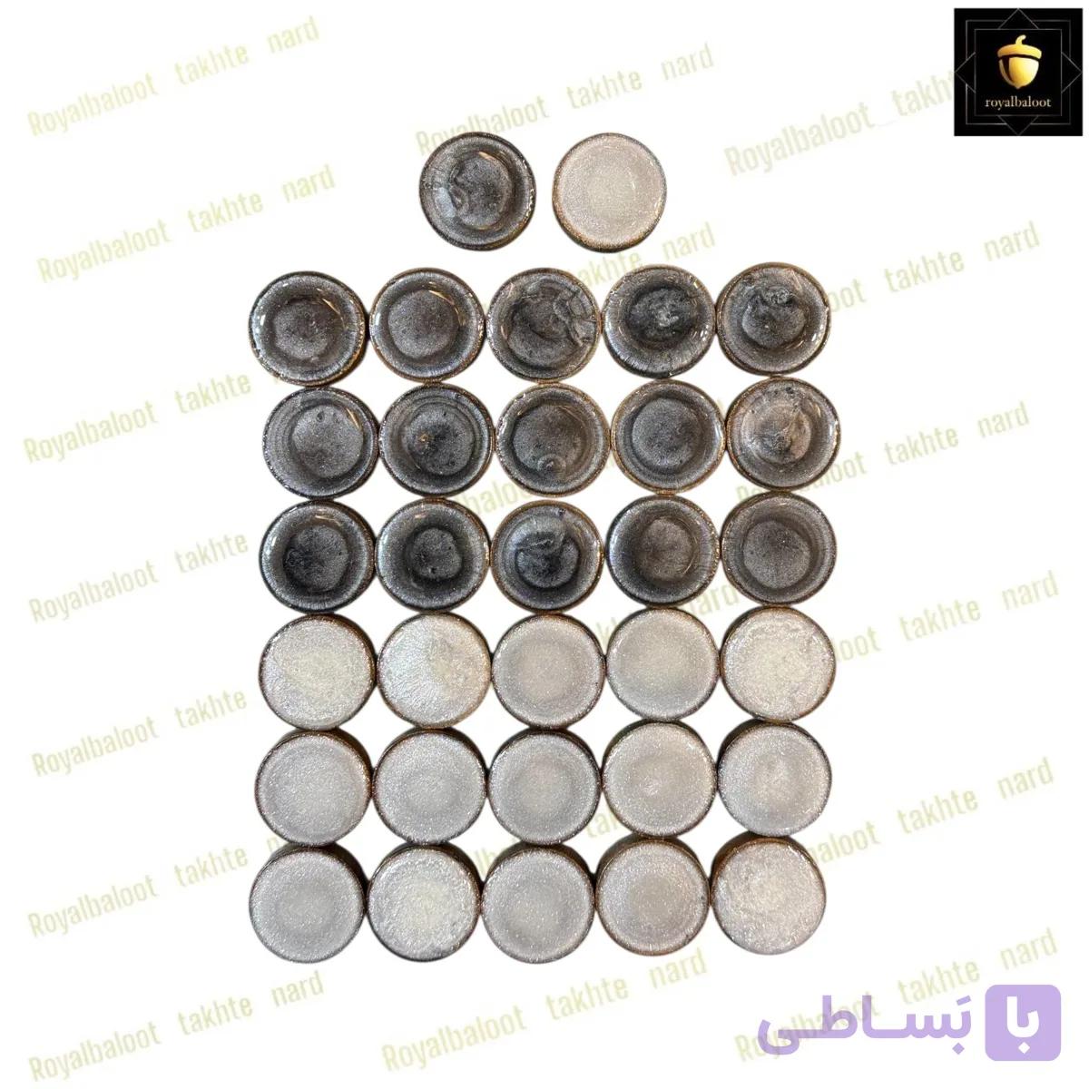 مهره تخته نرد رزین سفید مشکی کد 636 — تصویر 1