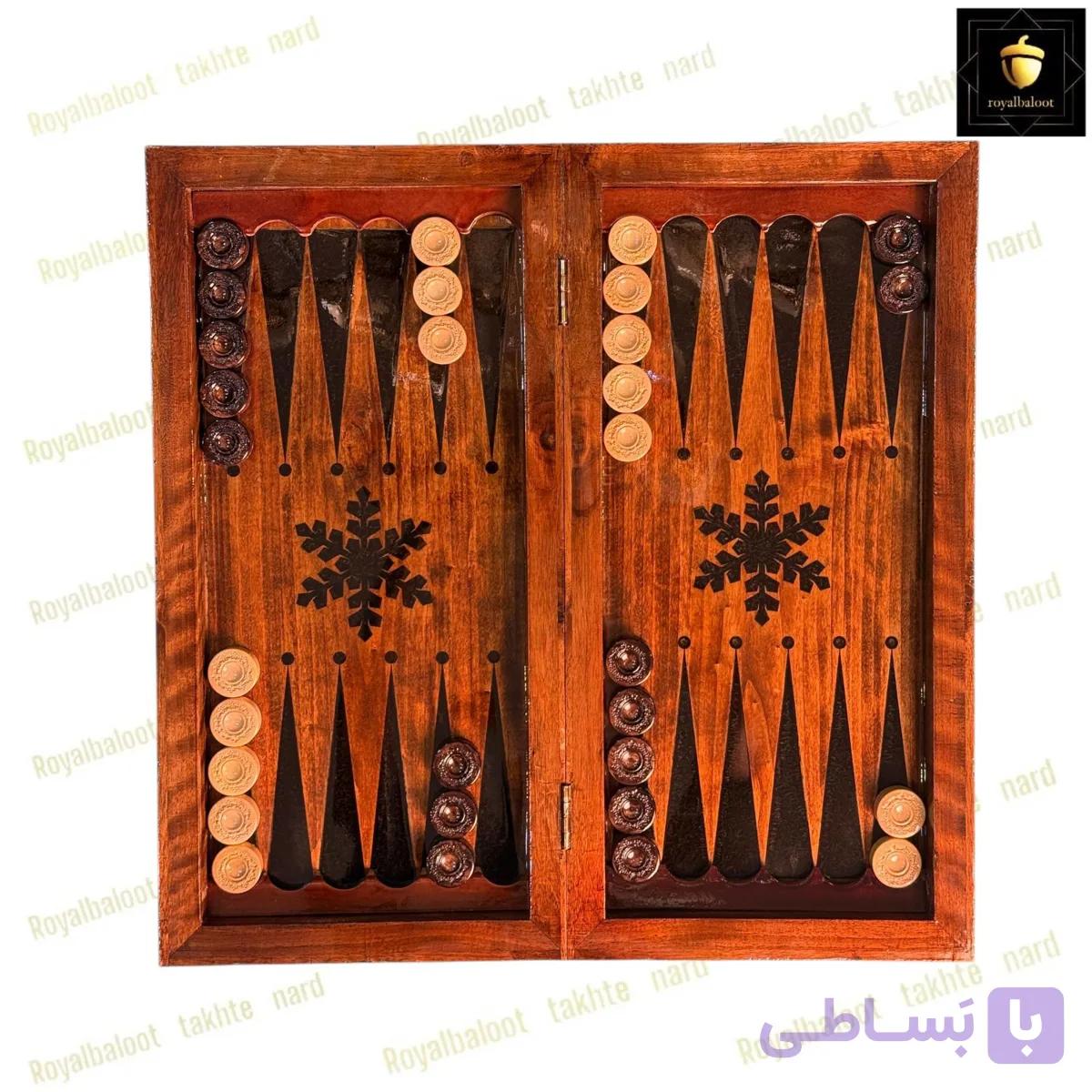 خرید تخته نرد و شطرنج چوبی رگه طبیعی منبت کد 676 — تصویر 1