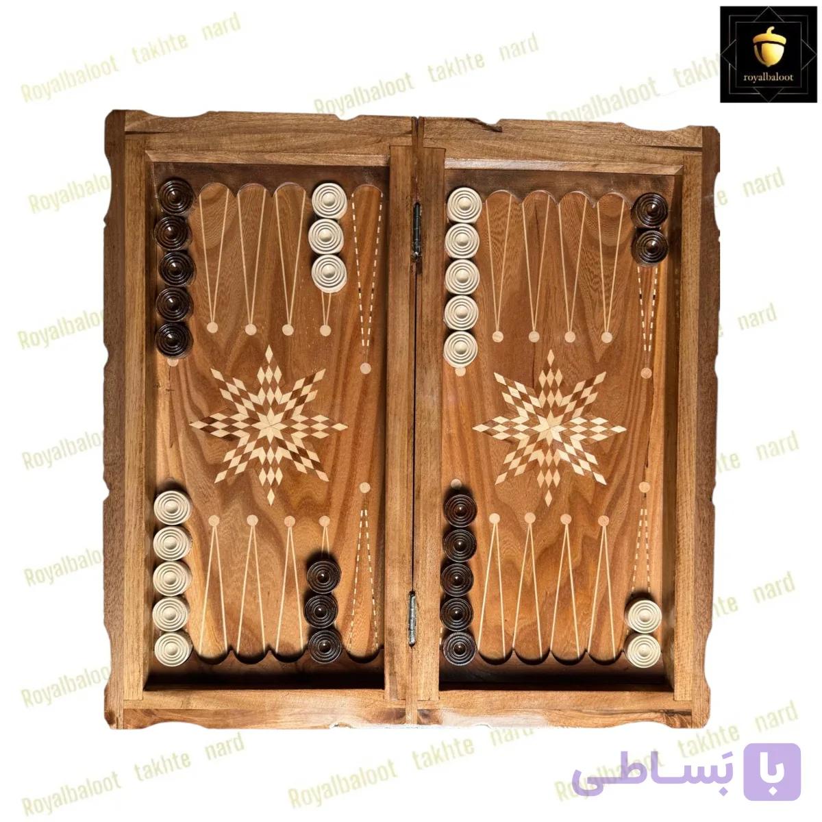 تخته نرد و شطرنج چوب گردو دست ساز کد 661 — تصویر 1