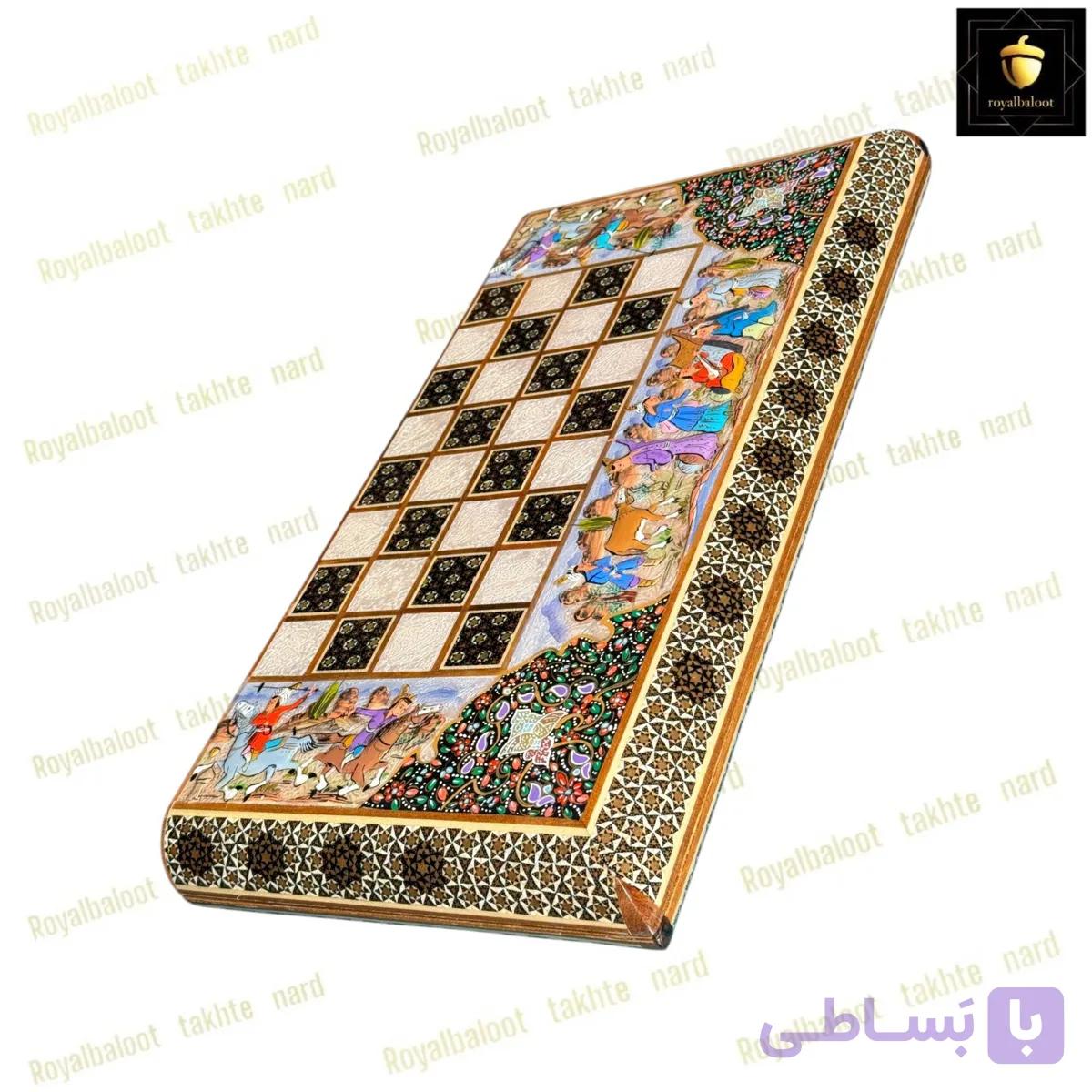 تخته نرد و شطرنج خاتم نقاشی چوگان و رخ کد 654 — تصویر 1