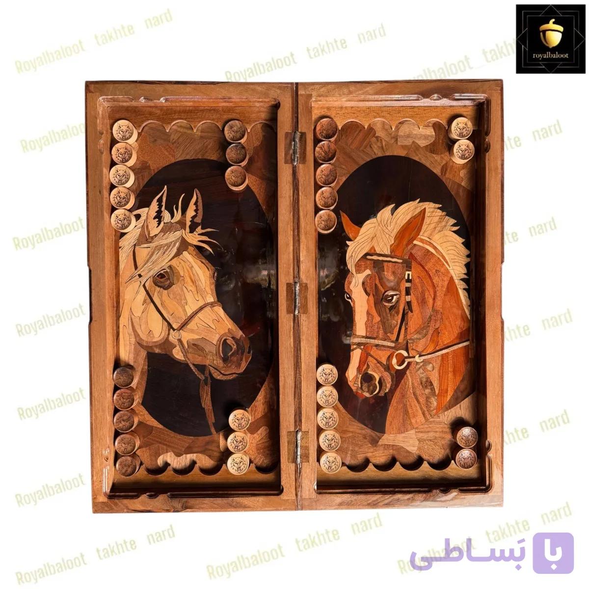 تخته نرد گردو معرق اسب 55 سانتی کد 623 — تصویر 1