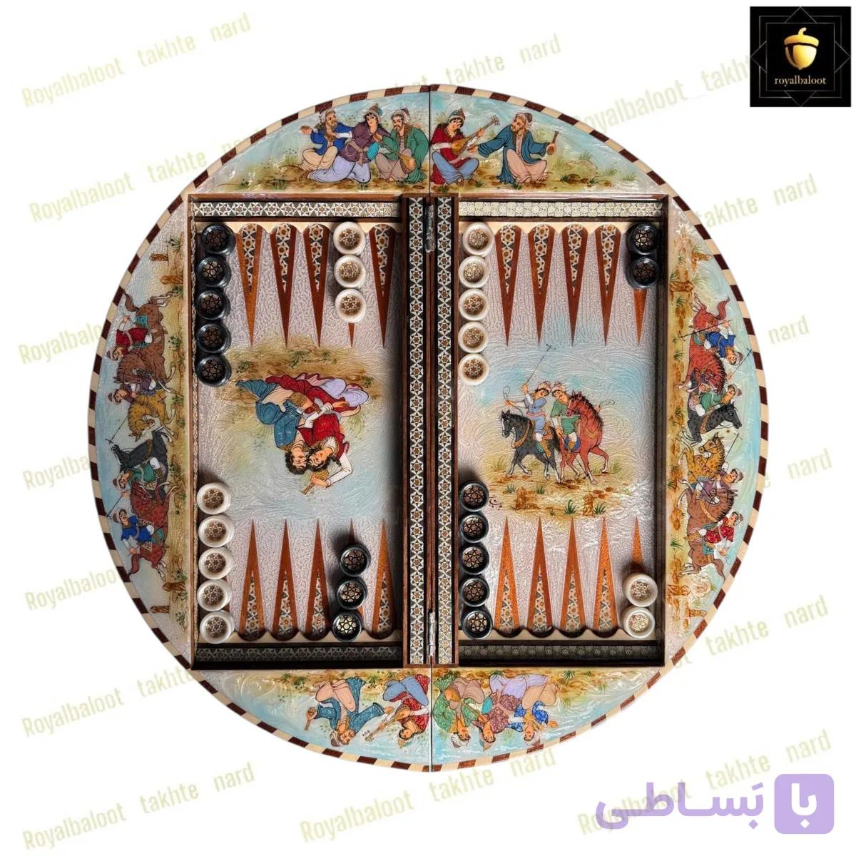 تخته نرد و شطرنج خاتم نقاشی اصیل ایرانی کد 642 — تصویر 1