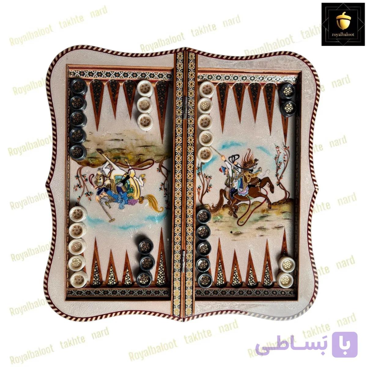 تخته نرد و شطرنج خاتم نقاشی چوگان دالبری کد 647 — تصویر 1