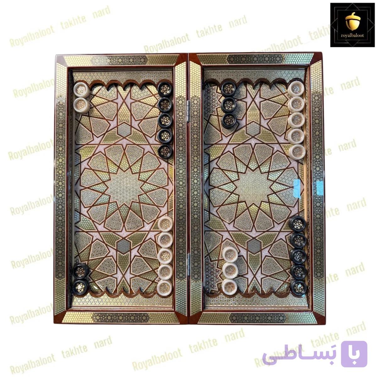 تخته نرد و شطرنج خاتم طلاکوب کد 667 — تصویر 1