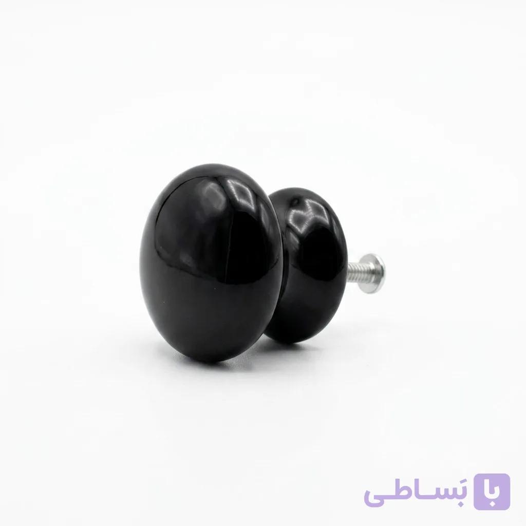 دستگیره کمدی تک پیچ سرامیکی مشکی — تصویر 1