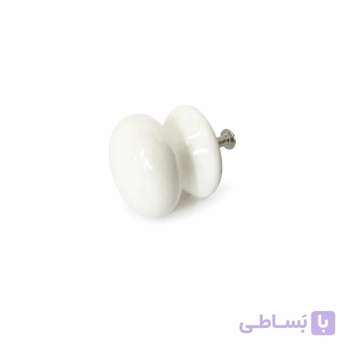 دستگیره کمدی تک پیچ سرامیکی سفید — تصویر 1