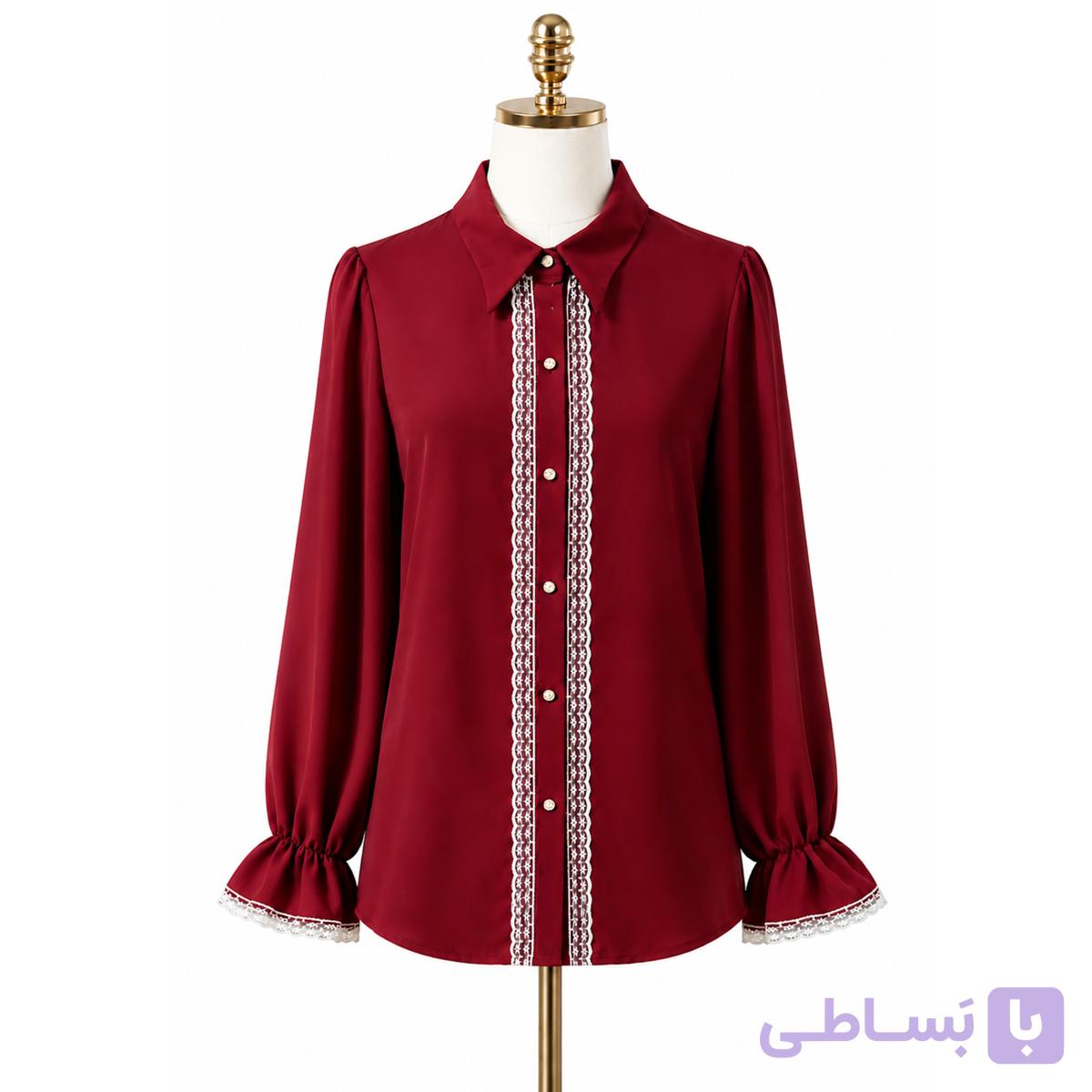 شومیز مشکی زنانه کرپ تابستانه خنک دکمه دار مجلسی سایزبندی — تصویر 1