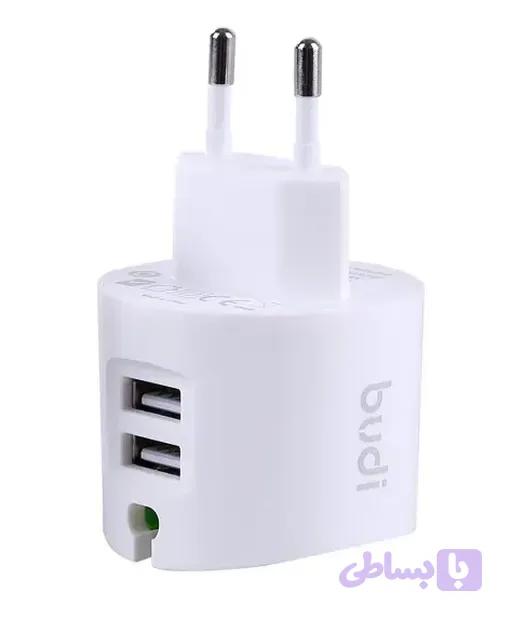 شارژر دیواری 12 وات بودی مدل Budi AC322EW با خروجی USB به همراه کابل USB به لایتنینگ با گارانتی ۱۸ ماهه شرکتی (۶ ماه تعویض)