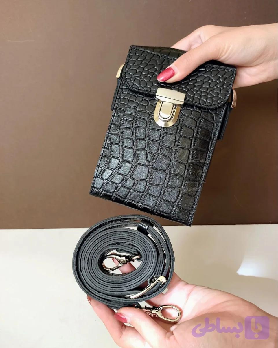 کیف رودوشی مدل کاژین سایز ۱ چرمی طبیعی گاوی با یراق نیکل